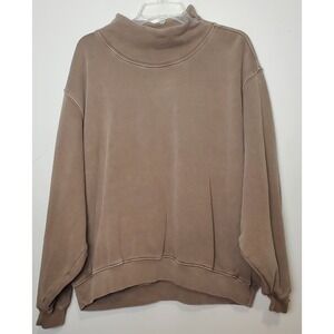 Joah Brown Mock Turtleneck Sweatshirt Cocoa Brown Cotton USA Medium Large